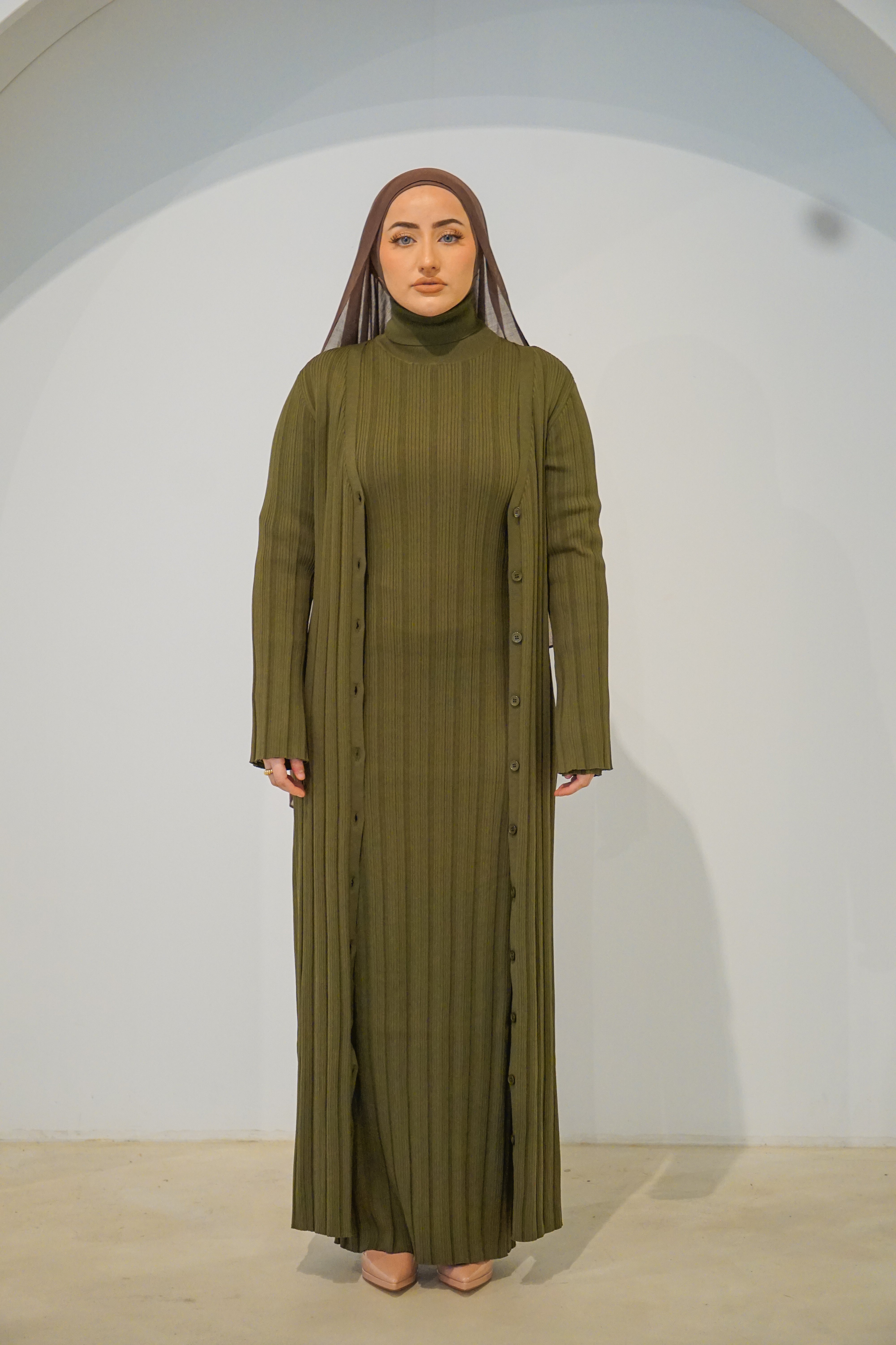 Liyana Maxi Cardigan - Deep Olive