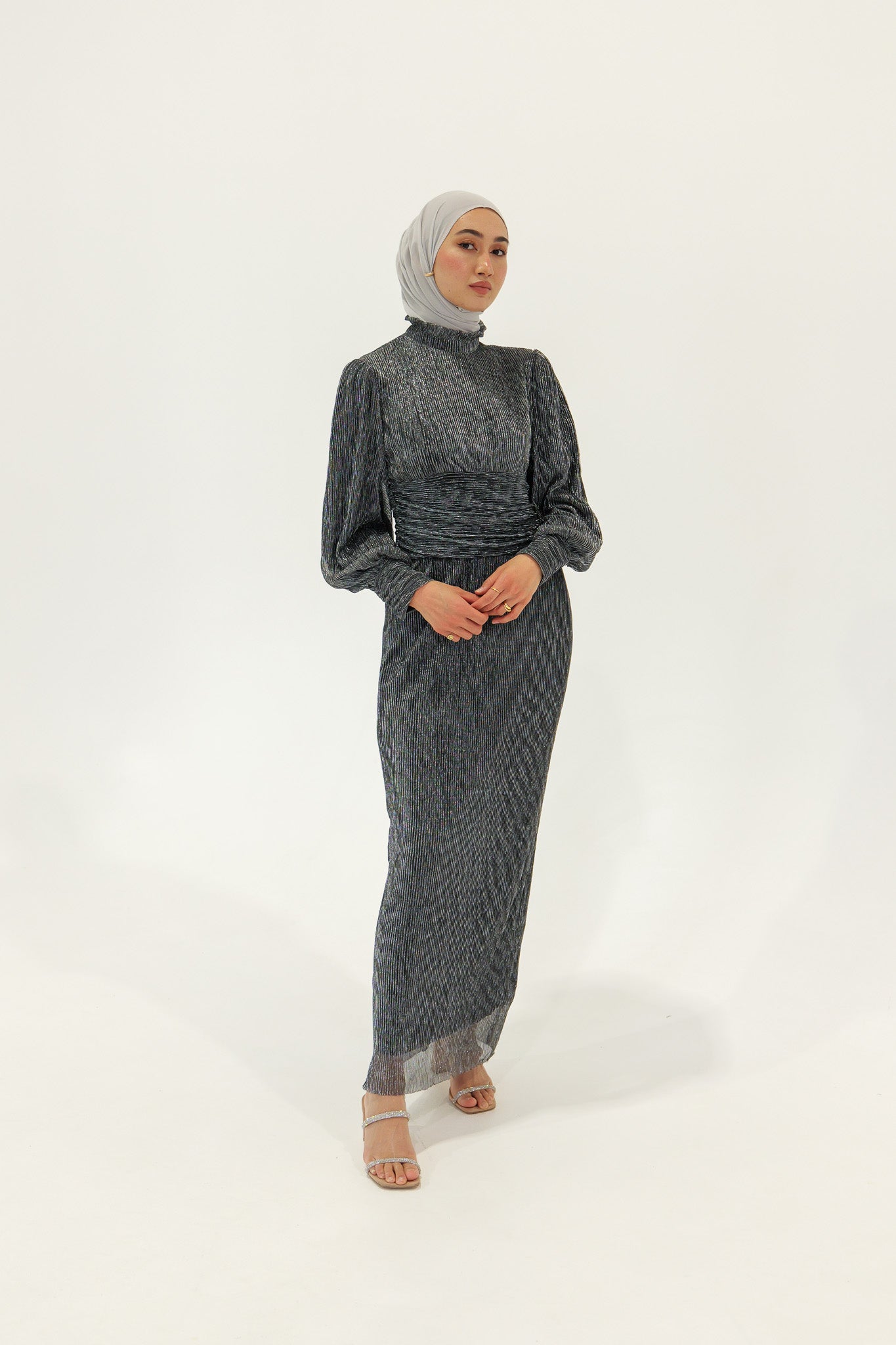 Sabrine Dress - Silver Metallic - Nasiba