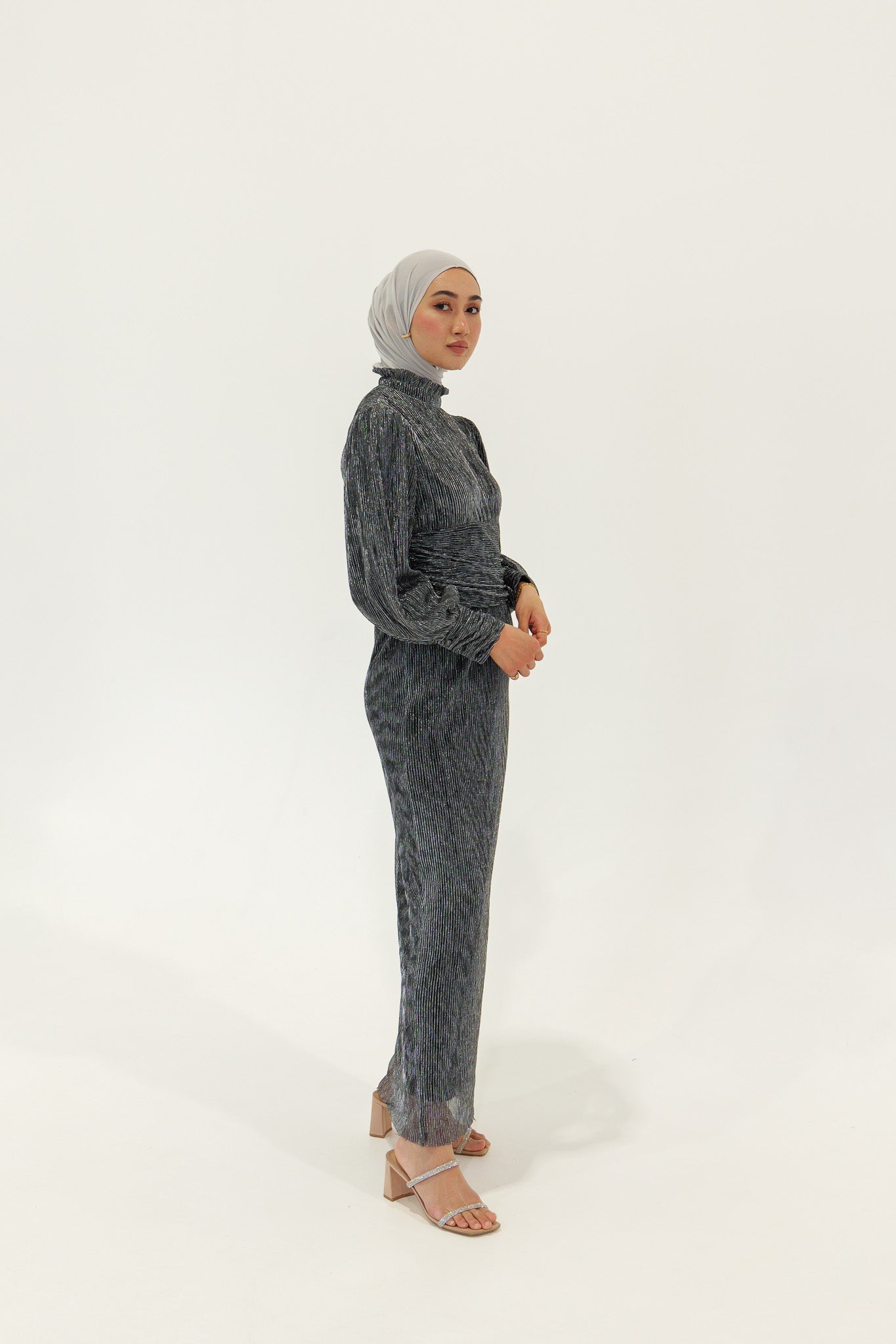 Sabrine Dress - Silver Metallic - Nasiba