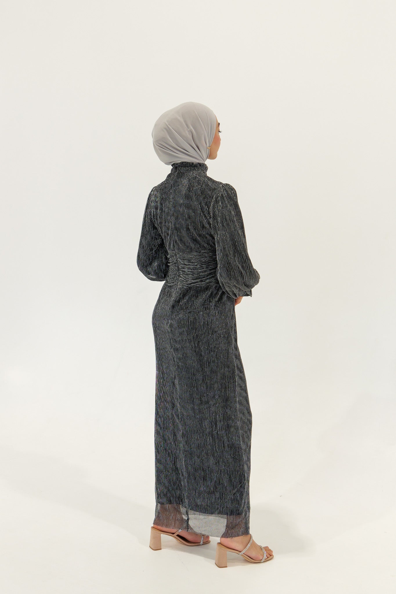 Sabrine Dress - Silver Metallic - Nasiba