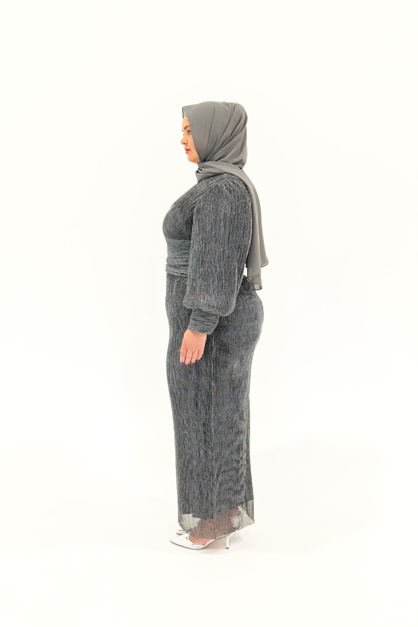 Sabrine Dress - Silver Metallic - Nasiba