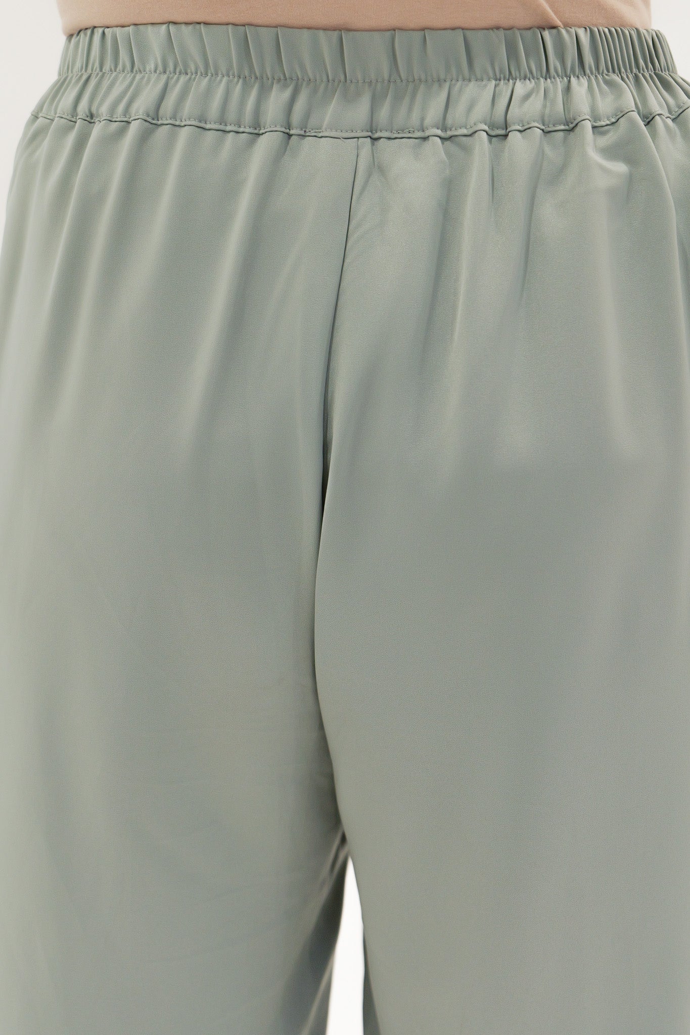 Satin Wide Leg Pants - Sage - Nasiba