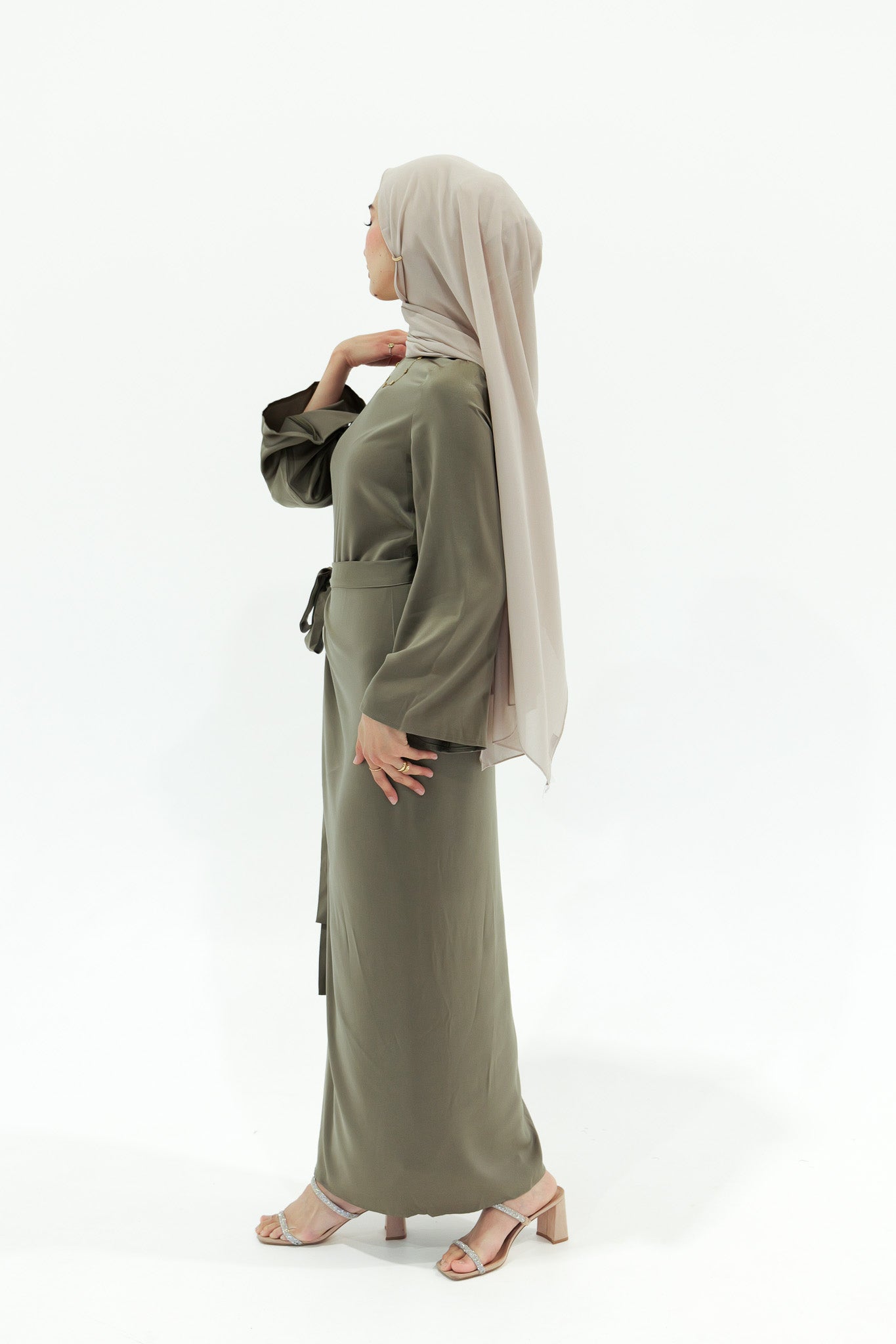 Anna Wrap Dress - Khaki - Nasiba