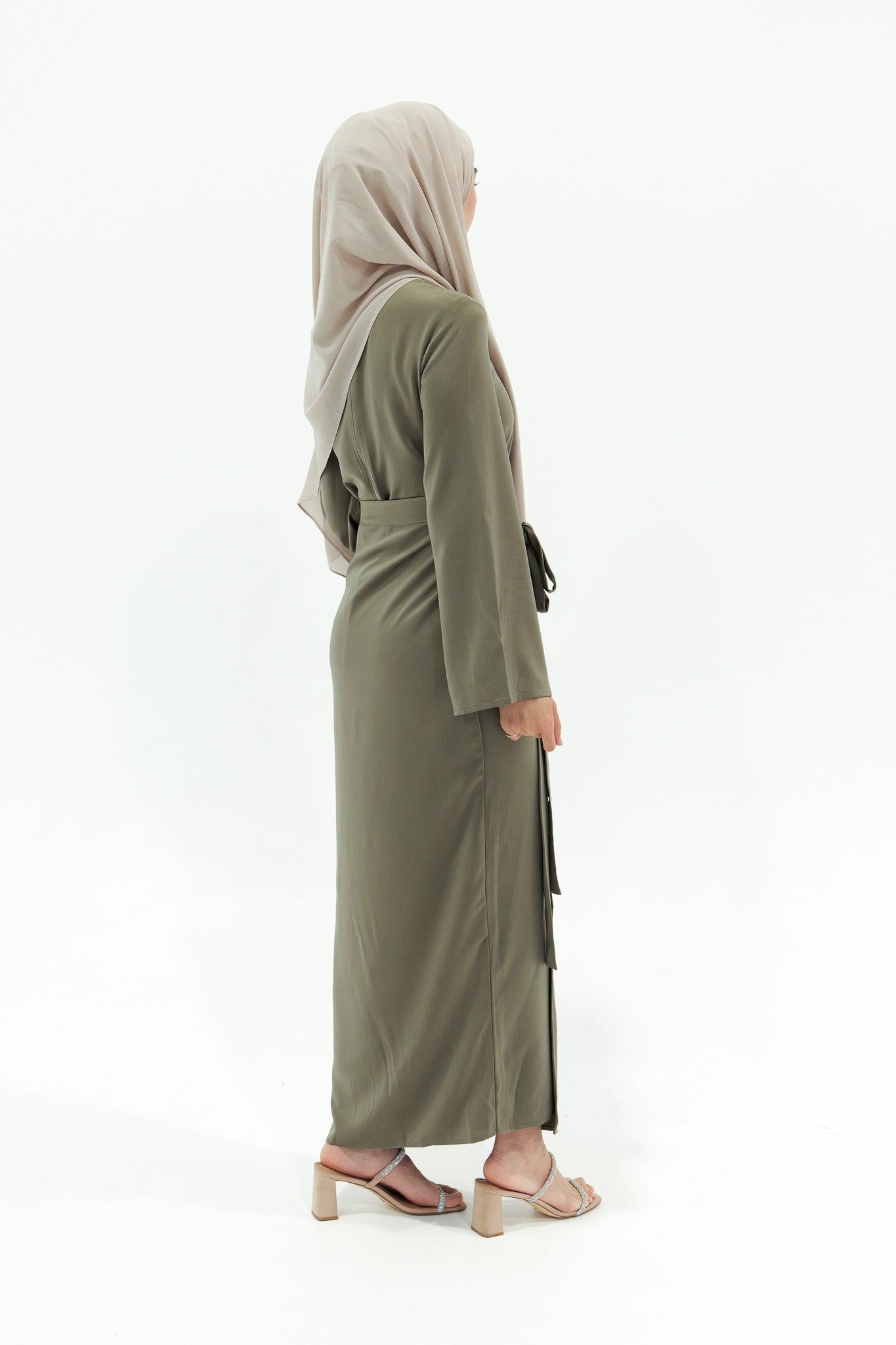 Anna Wrap Dress - Khaki - Nasiba