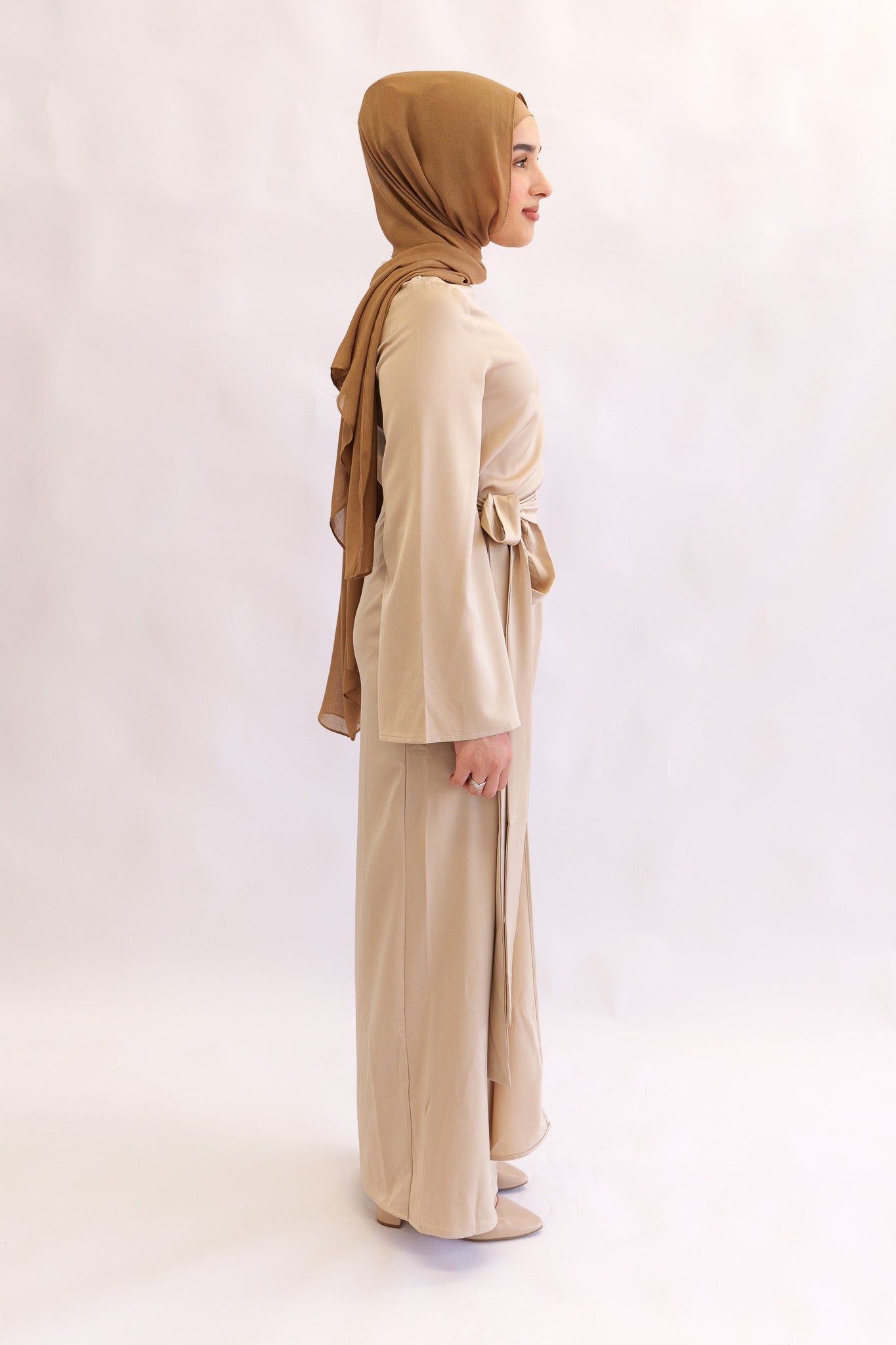 Anna Wrap Dress - Beige - Nasiba
