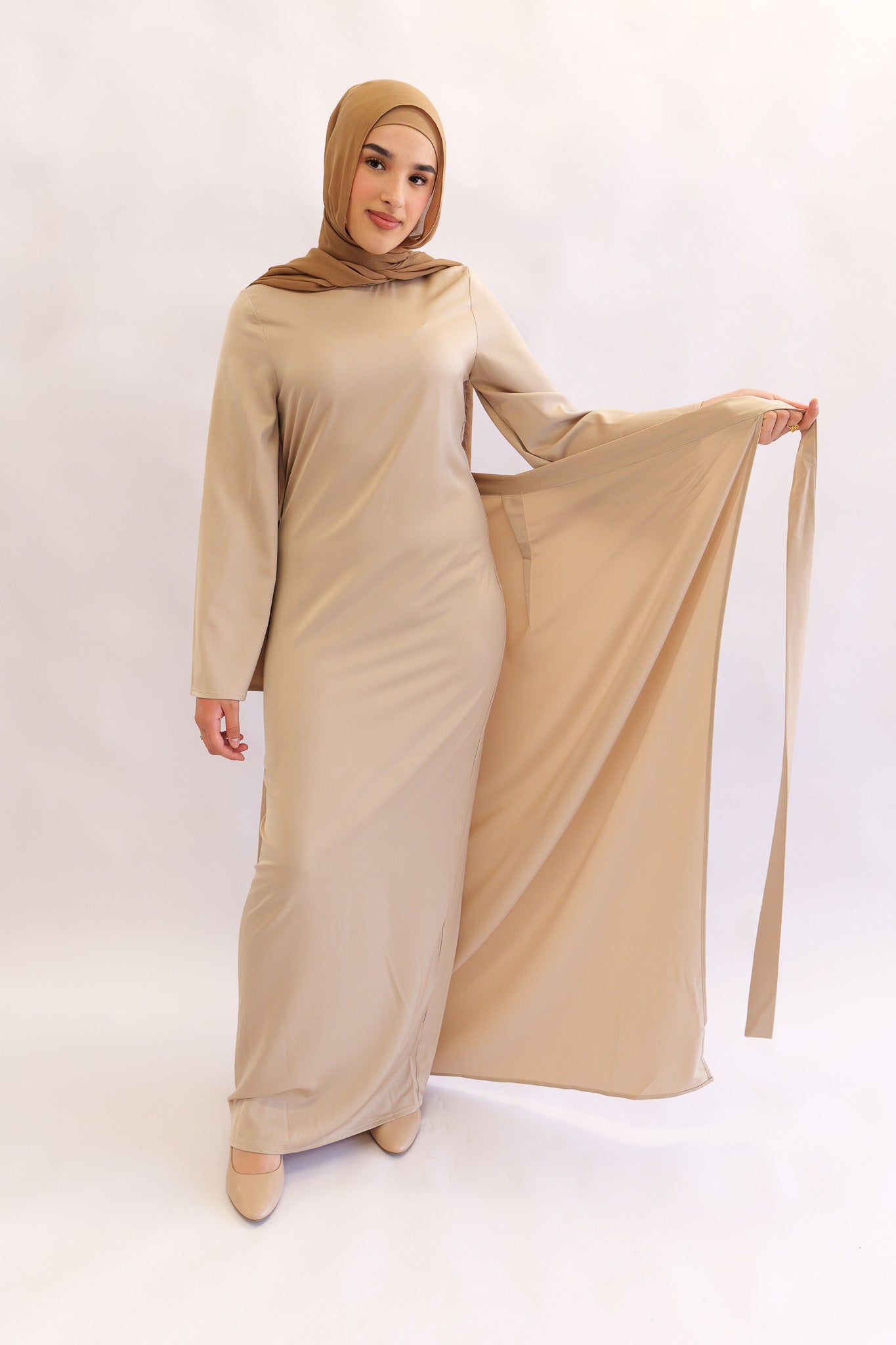 Anna Wrap Dress - Beige - Nasiba