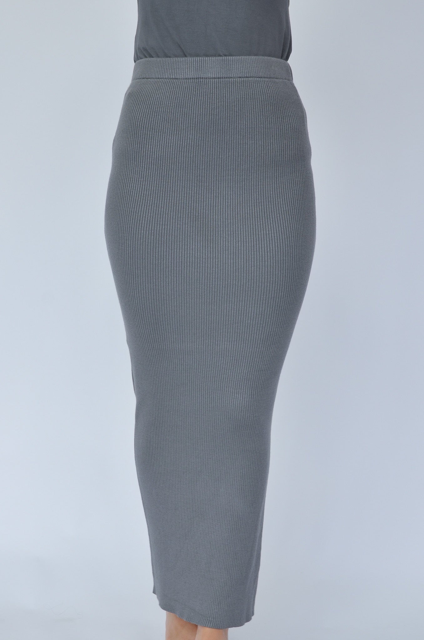 Ribbed Skirt - Charcoal - Nasiba