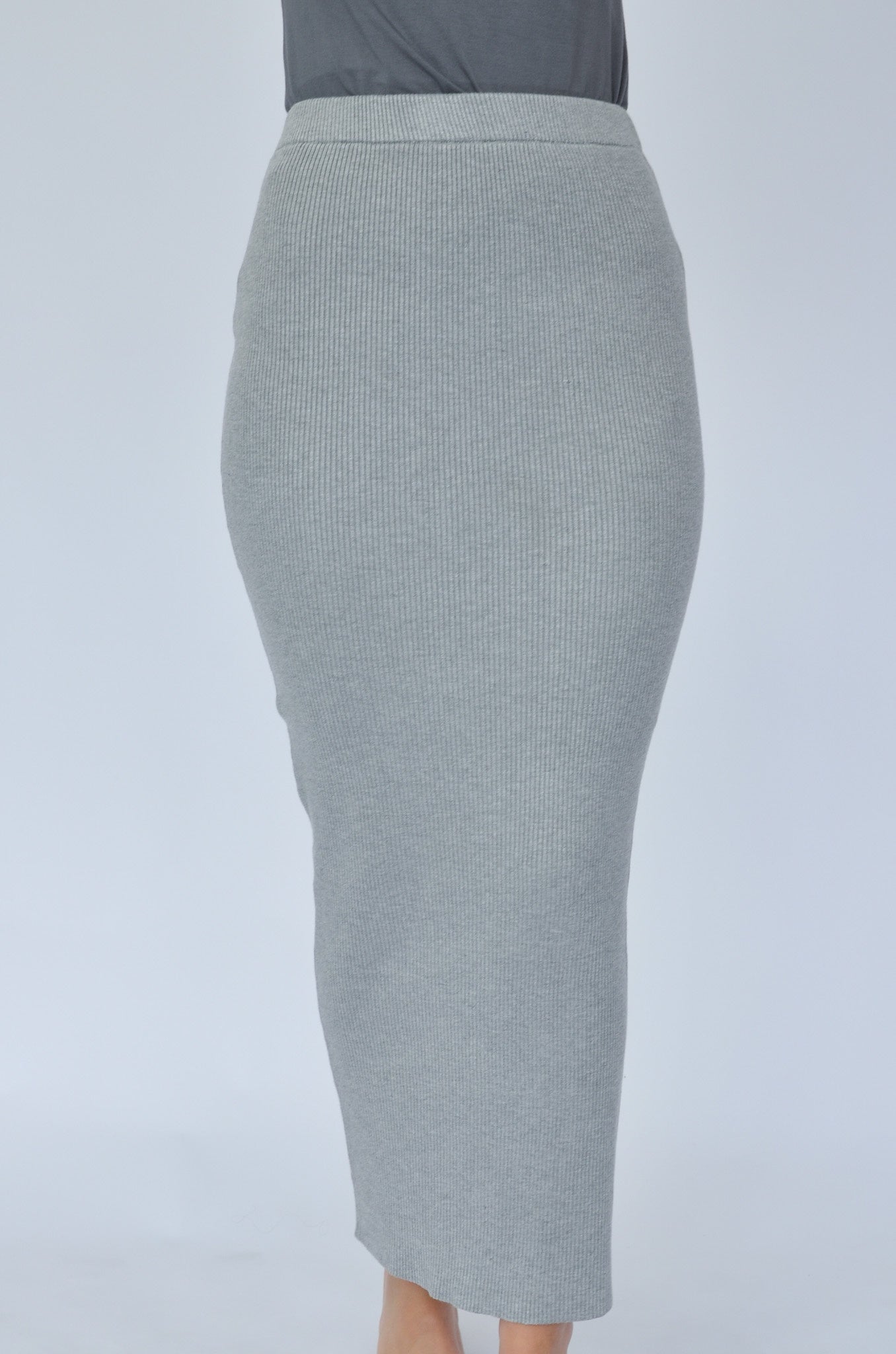 Ribbed Skirt - Light Grey - Nasiba