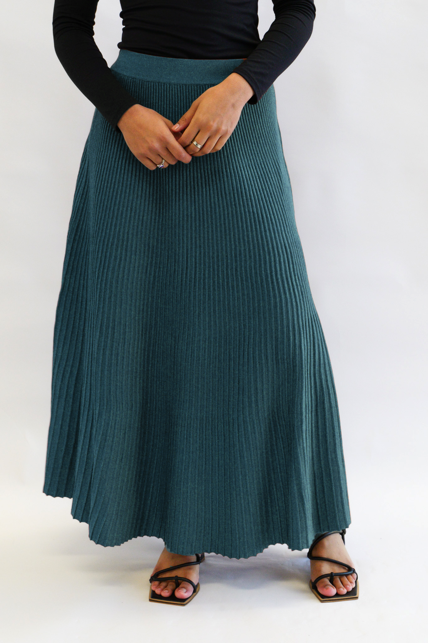 Ribbed Aline Skirt - Emerald - Nasiba