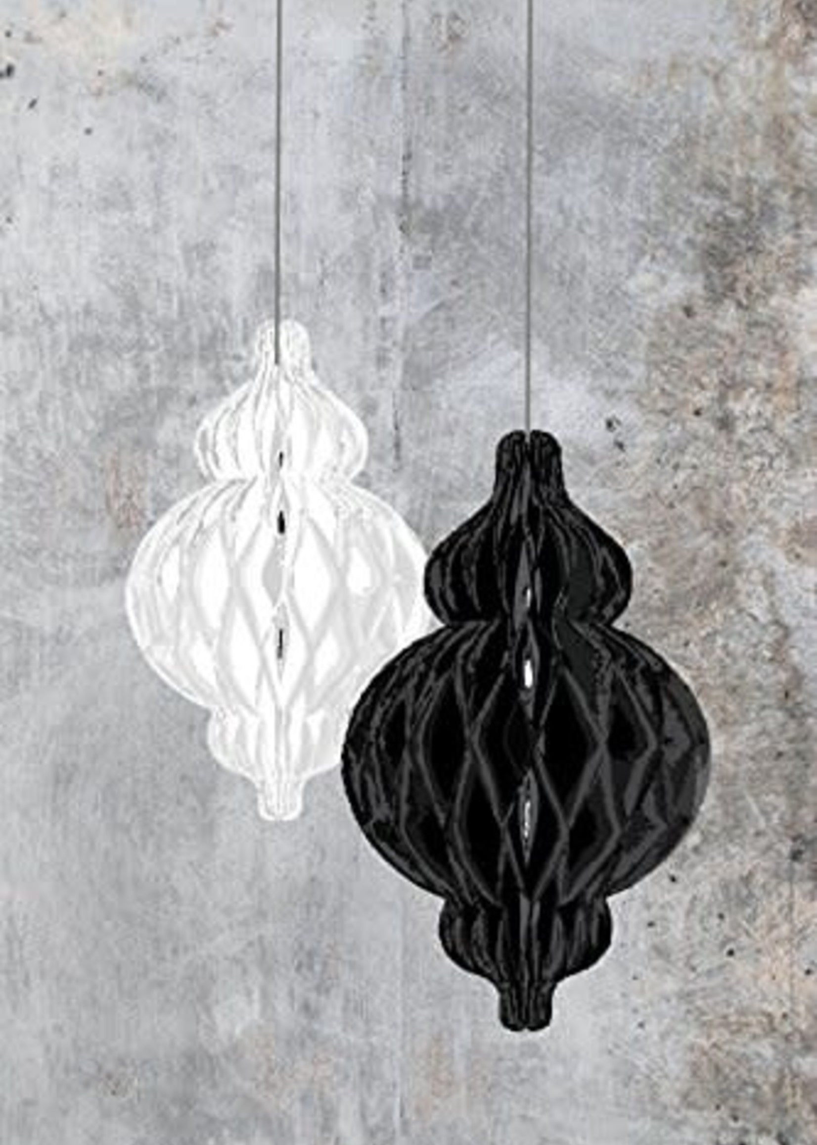 White Honeycomb Lantern 12" Black