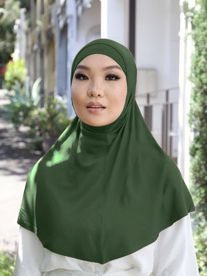 Slip on Hijab Bottle green (J)1