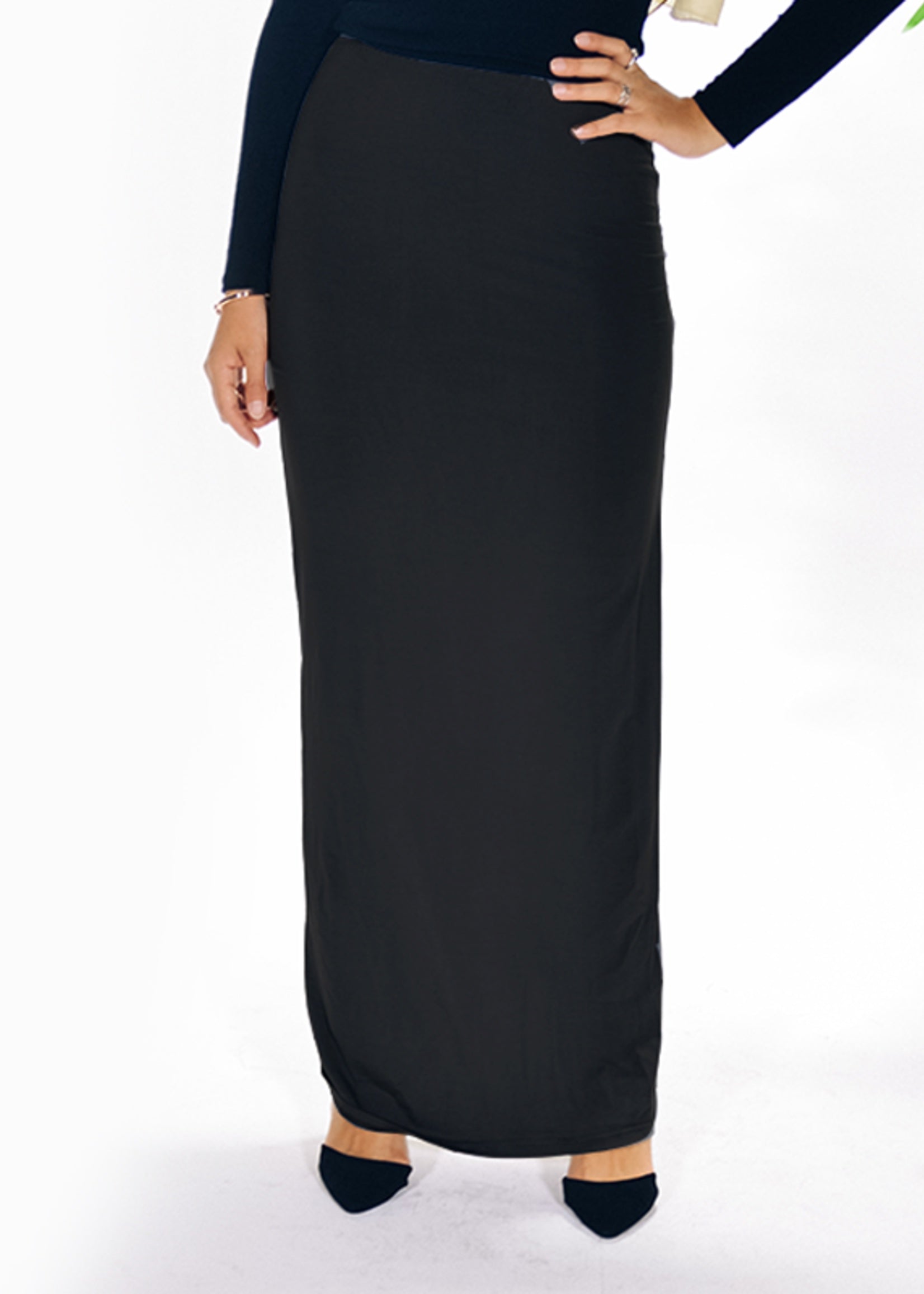 Black & Grey Floral Jersey Skirt