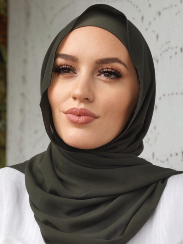 Premium Chiffon Hijab - Dark Olive - Nasiba