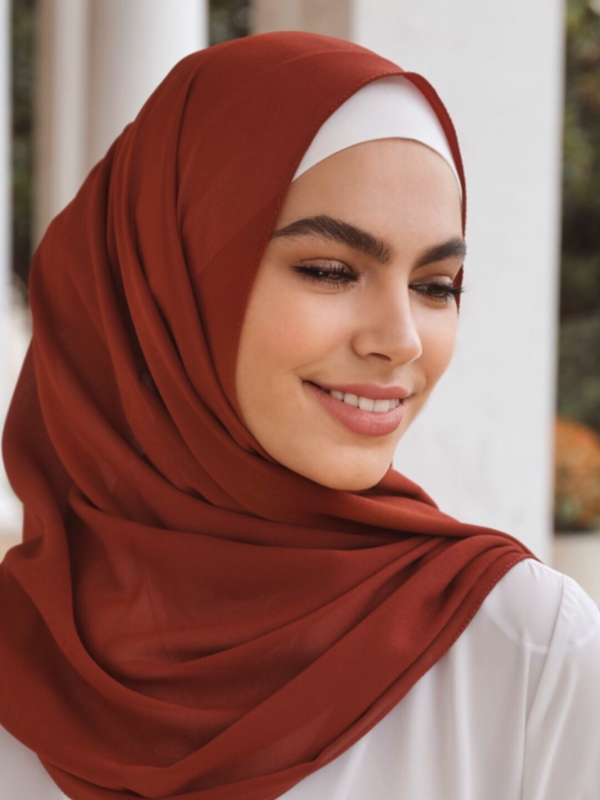 Premium Chiffon Hijab - Dark Rust - Nasiba