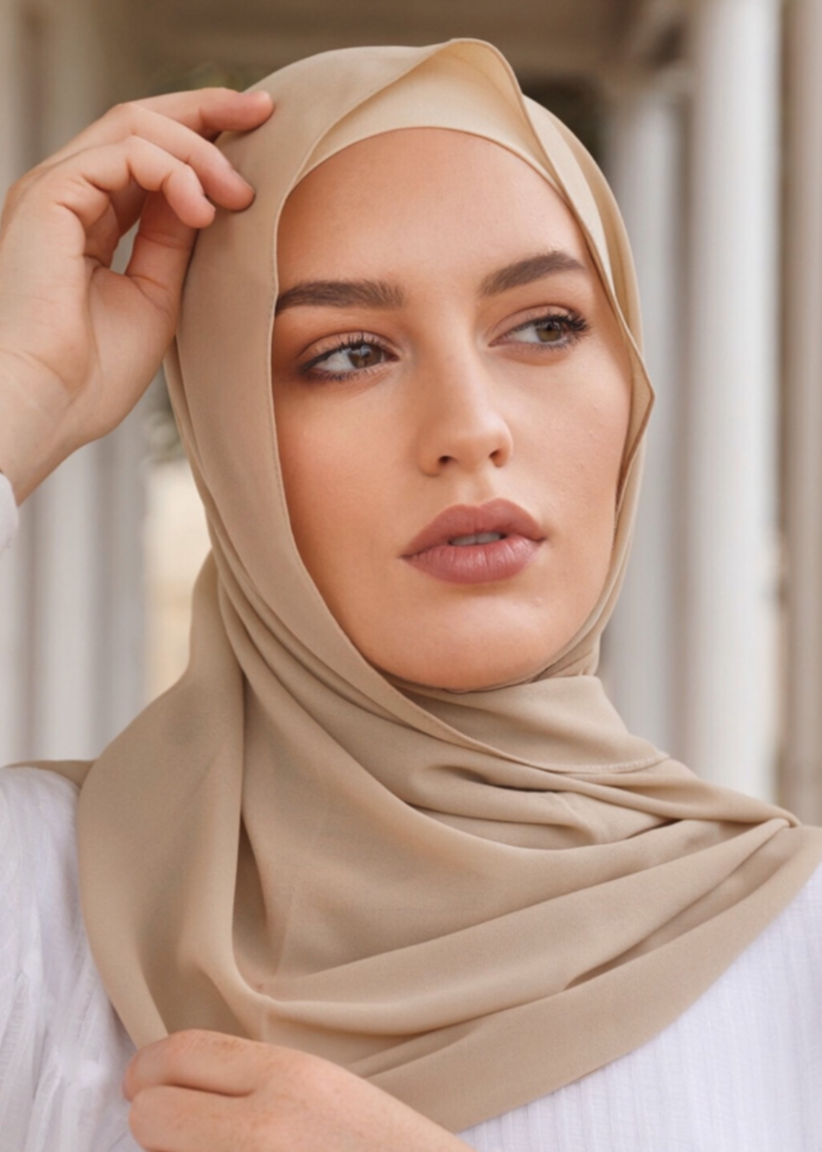 Premium Chiffon Hijab - Flax