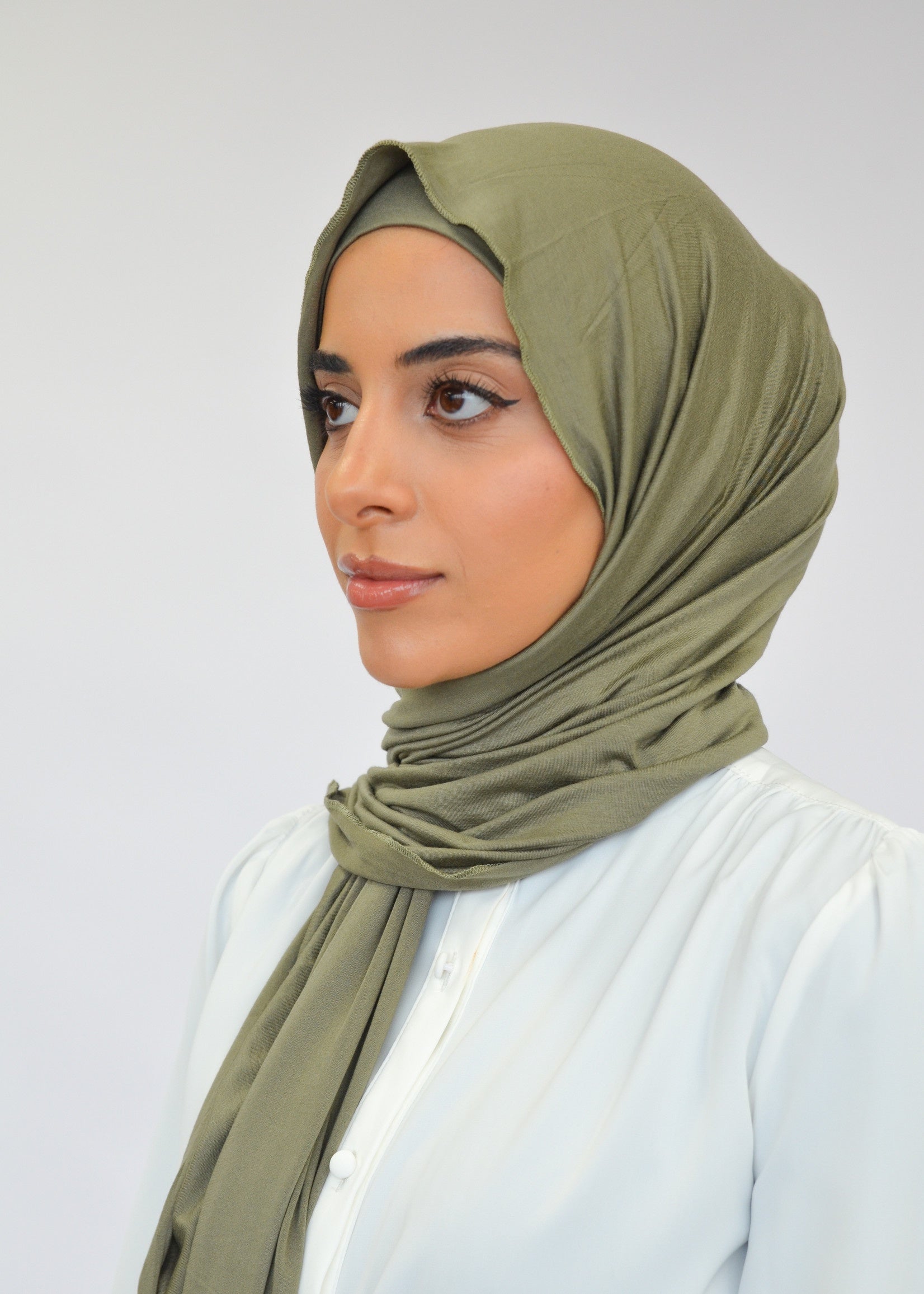 Jersey Shawl Set - Dusty Olive - Nasiba