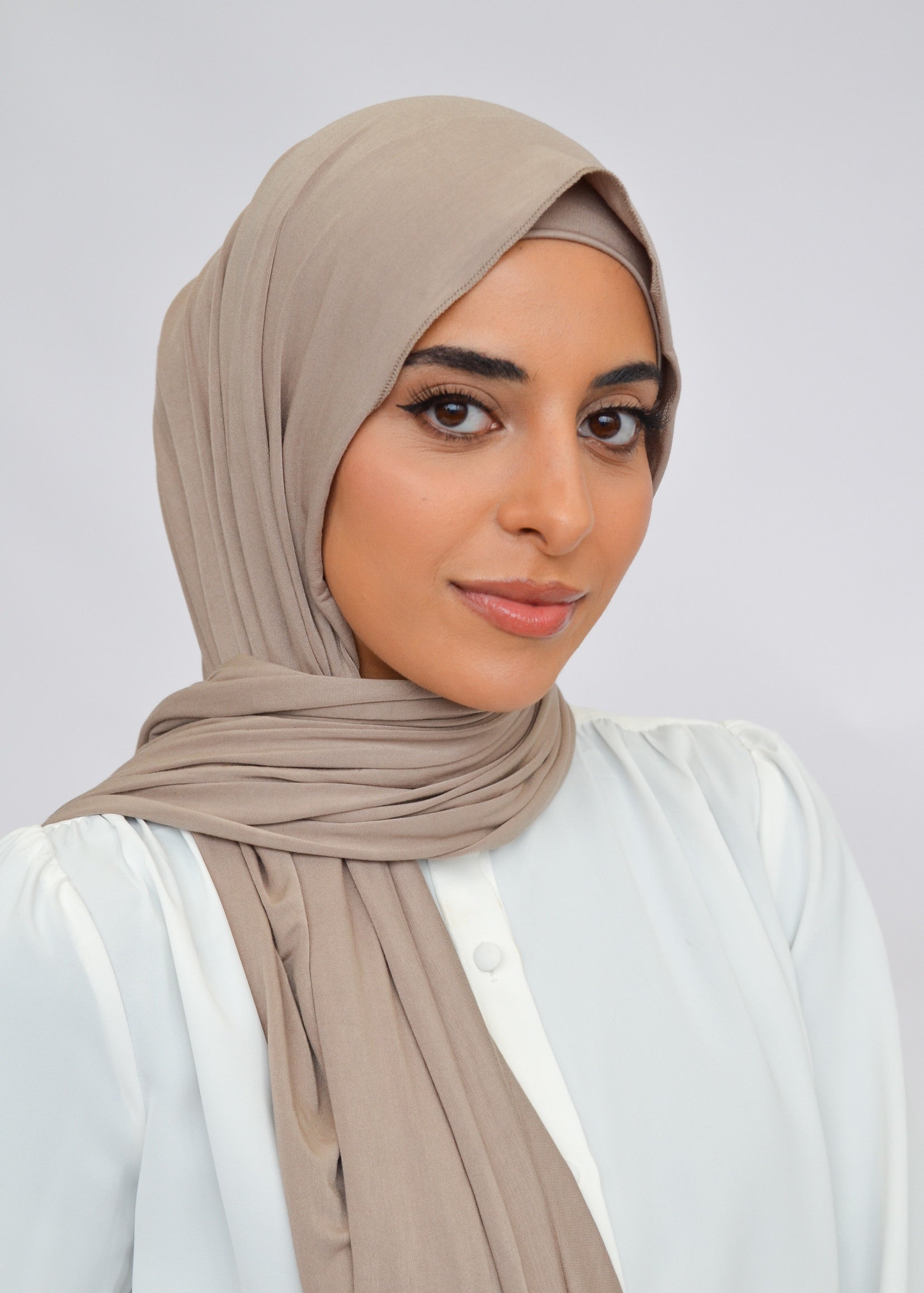 Hijab Taupe Shawl Cotton Jersey Hijab Long Scarf Wrap For Women