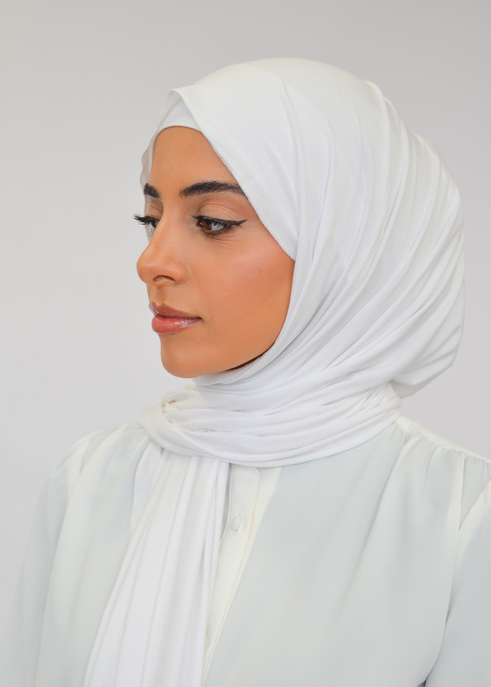 Jersey Shawl Set - White - Nasiba