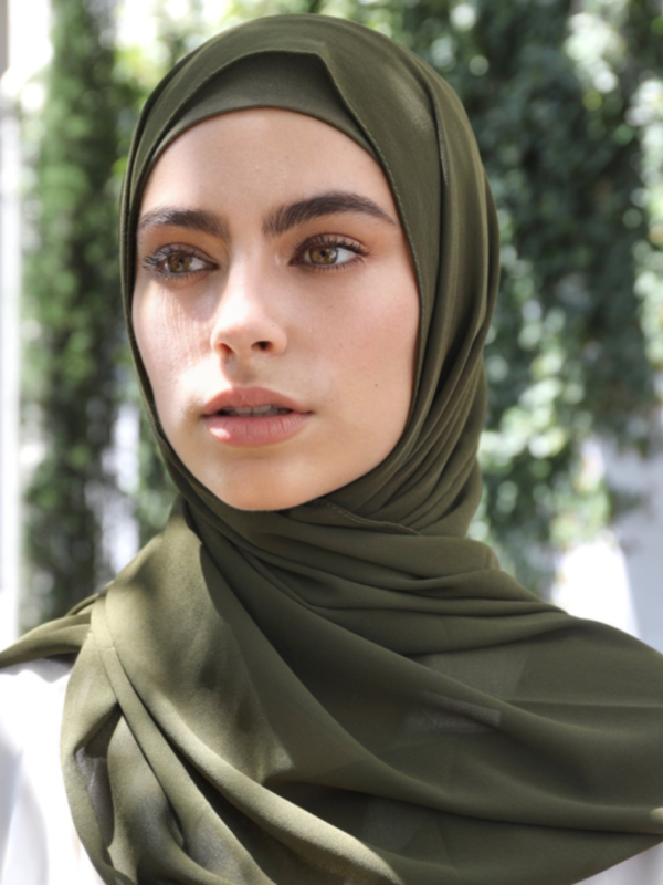 Premium Chiffon Hijab - Military Green - Nasiba