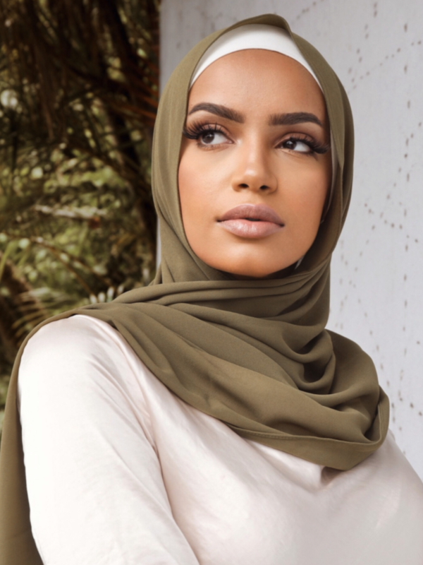 Premium Chiffon Hijab - Olive - Nasiba