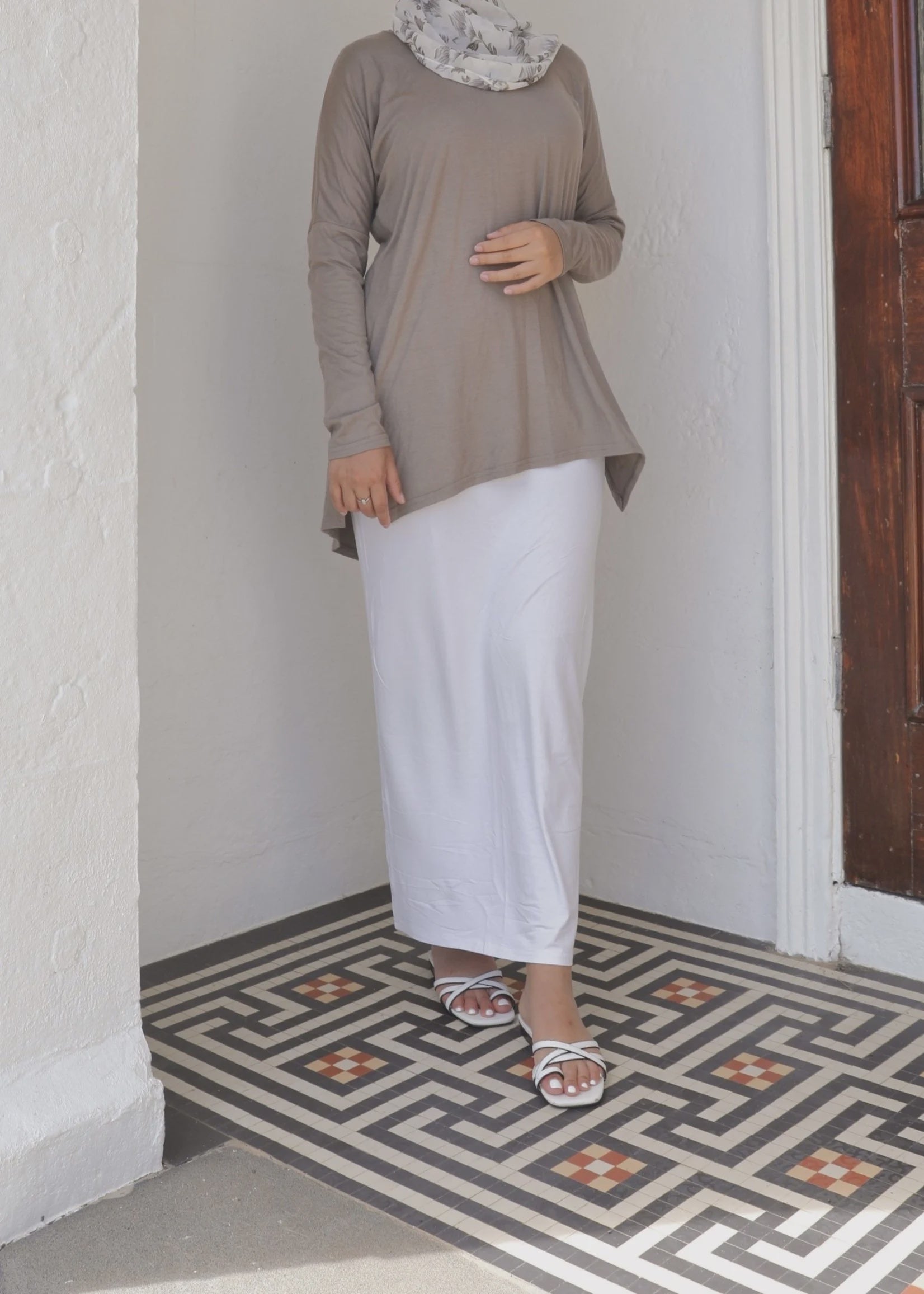 Jersey Skirt - White - Nasiba