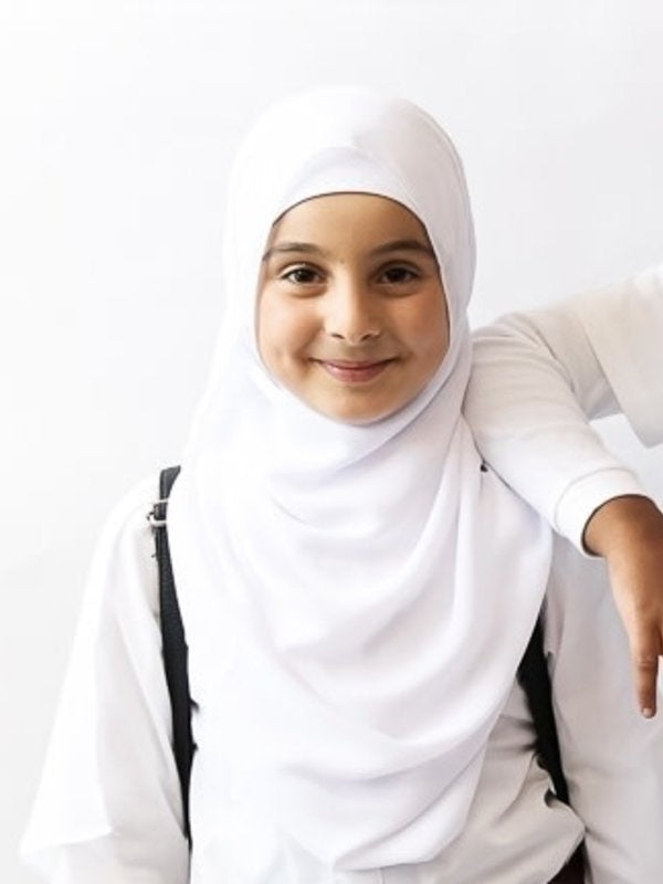 Georgette School Hijab - White - Nasiba