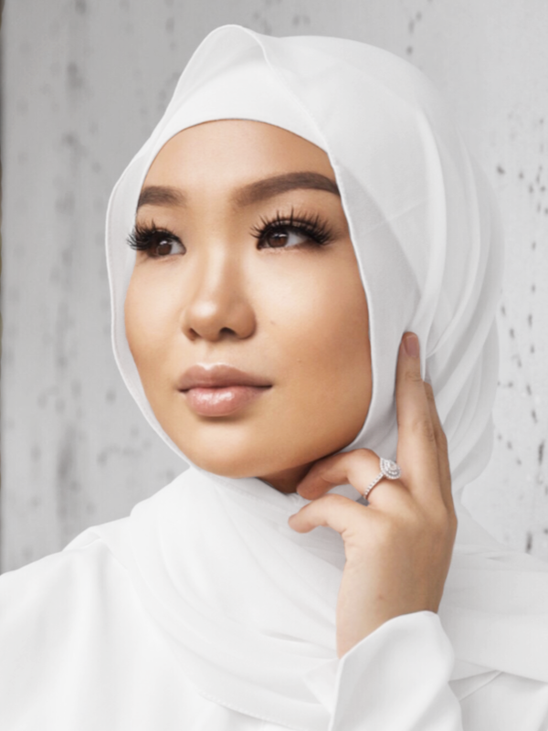 Premium Chiffon Hijab - White - Nasiba