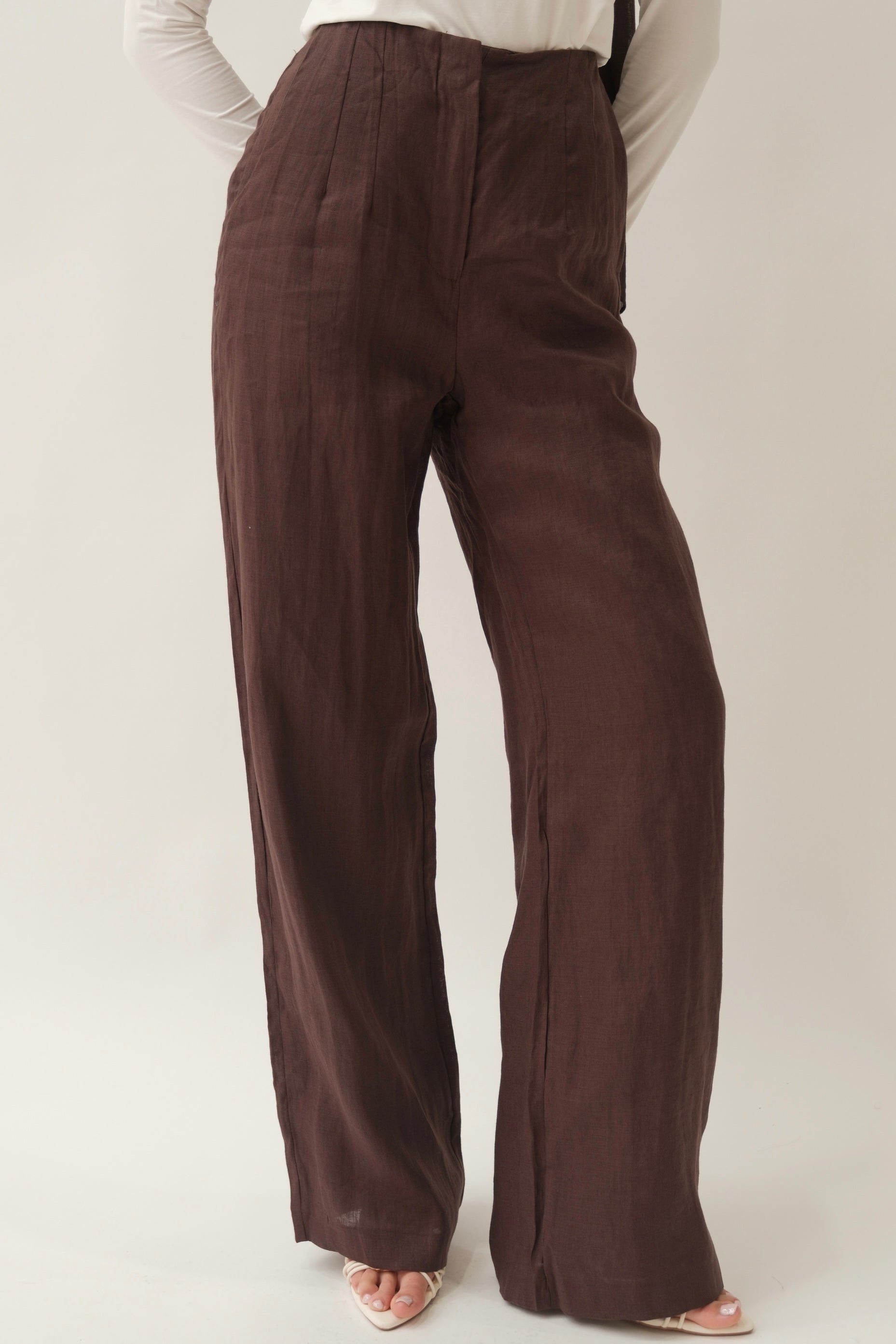 Hala Linen Trousers - Brown