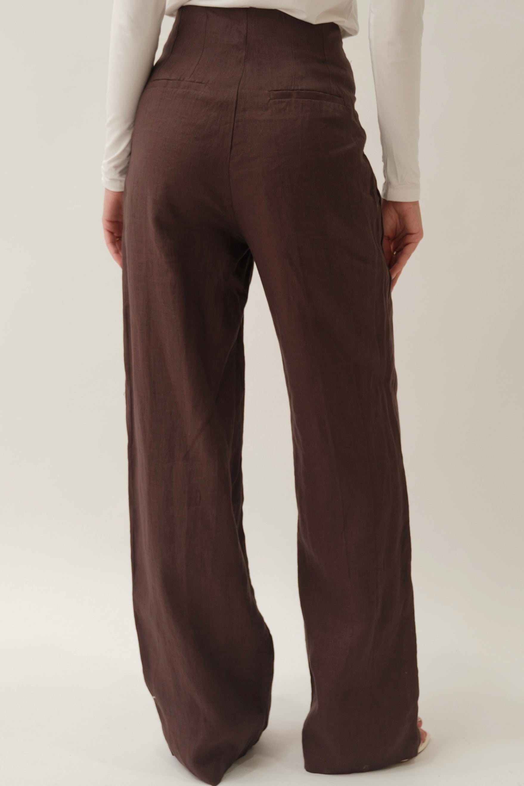 Hala Linen Trousers - Brown