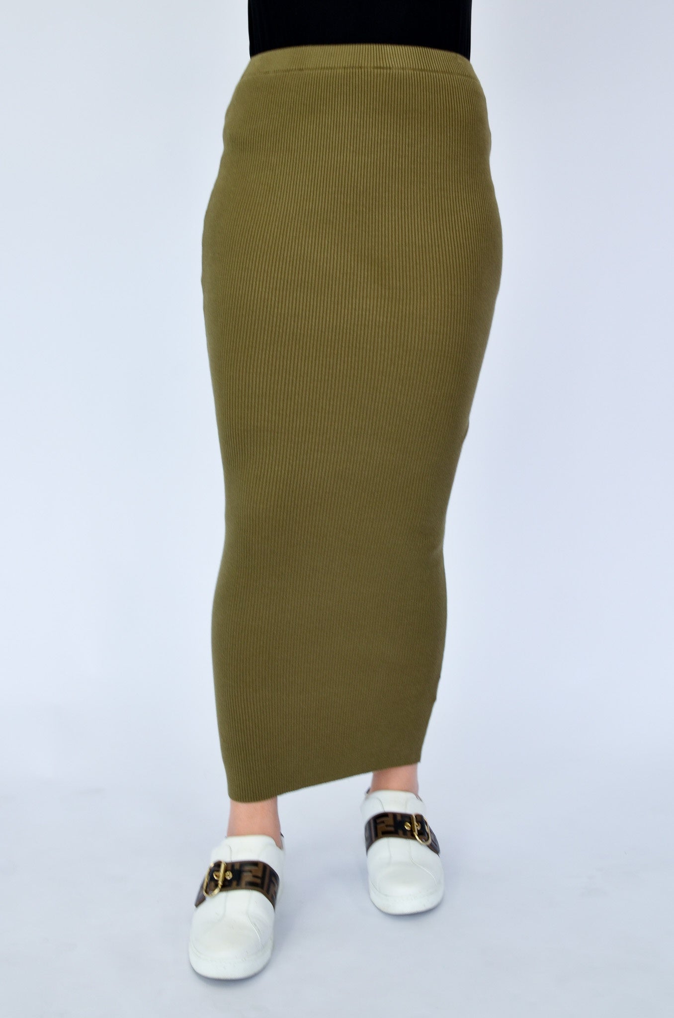 Ribbed Skirt - Khaki