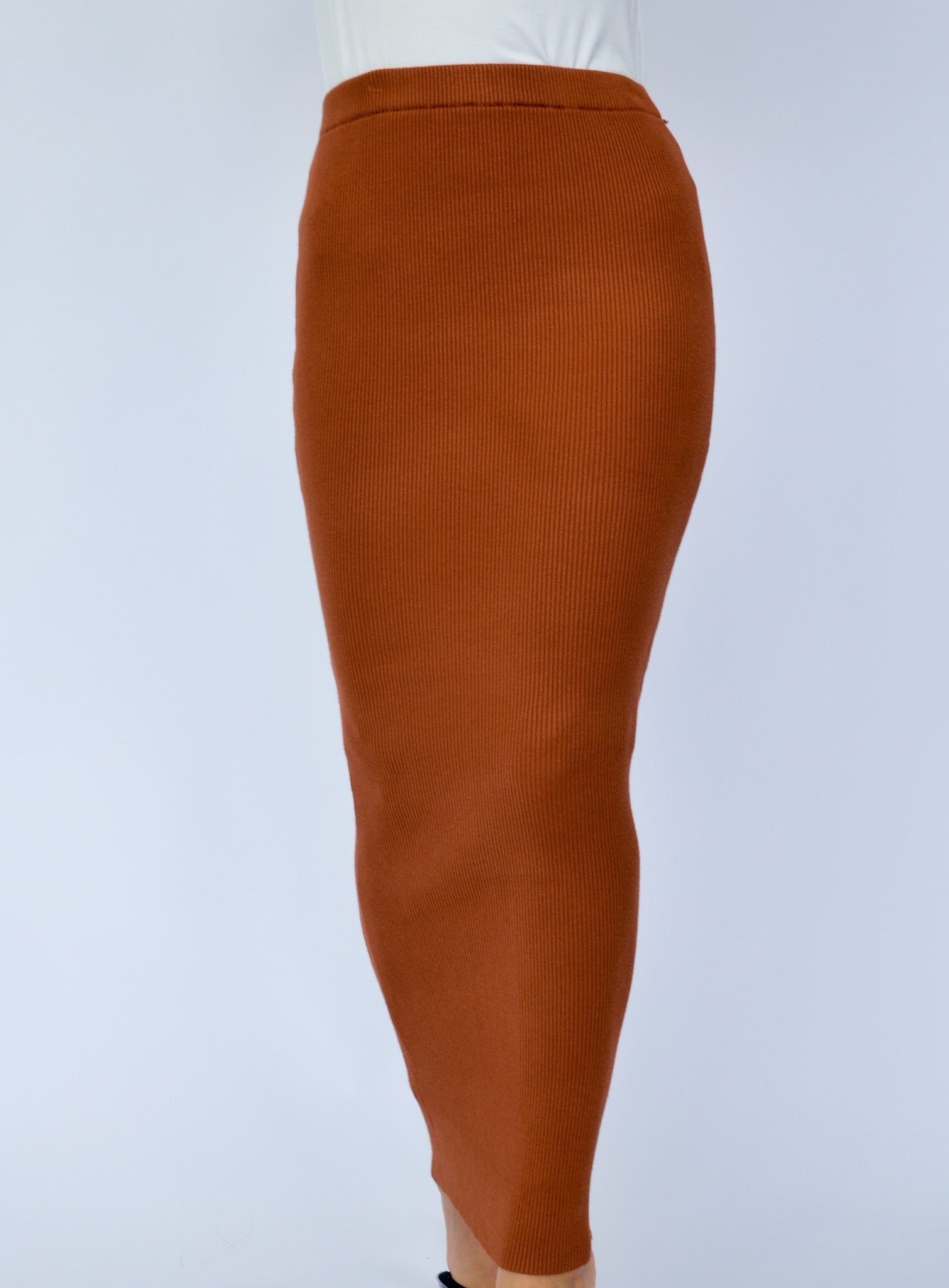 Ribbed Skirt - Rust - Nasiba
