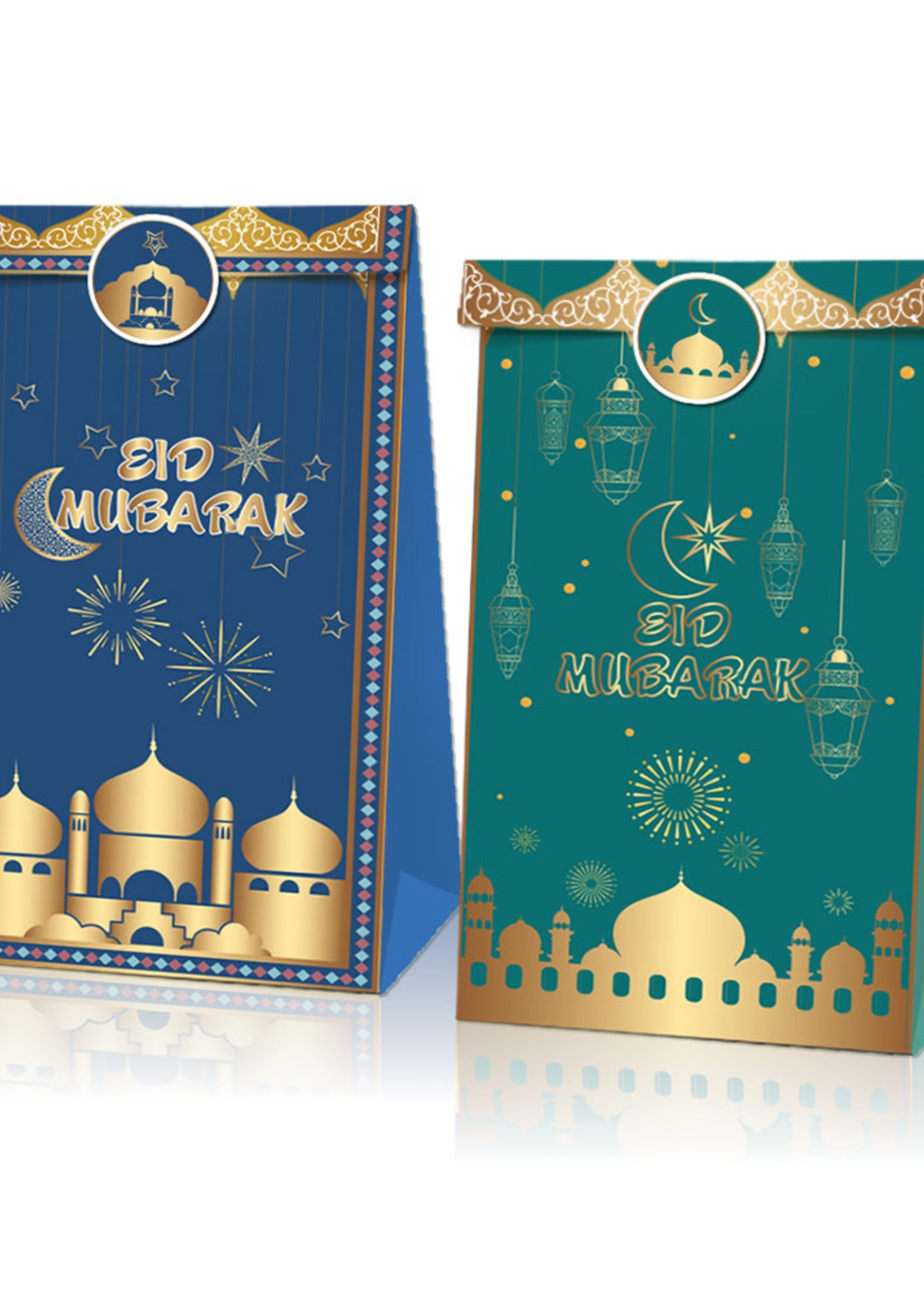 12pc Eid mubarak paper bags/stickers - Nasiba