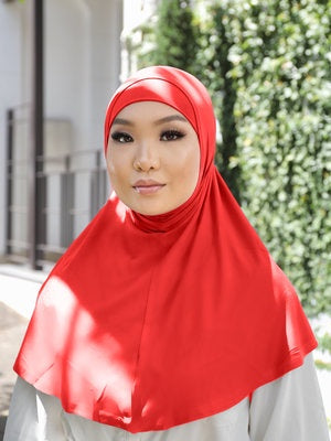 Slip on Hijab - Bright red (J)