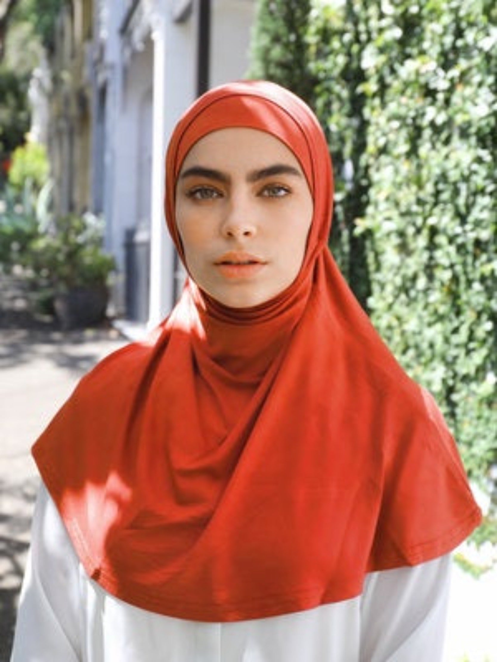 Slip on Hijab - Mandarin Red (J)