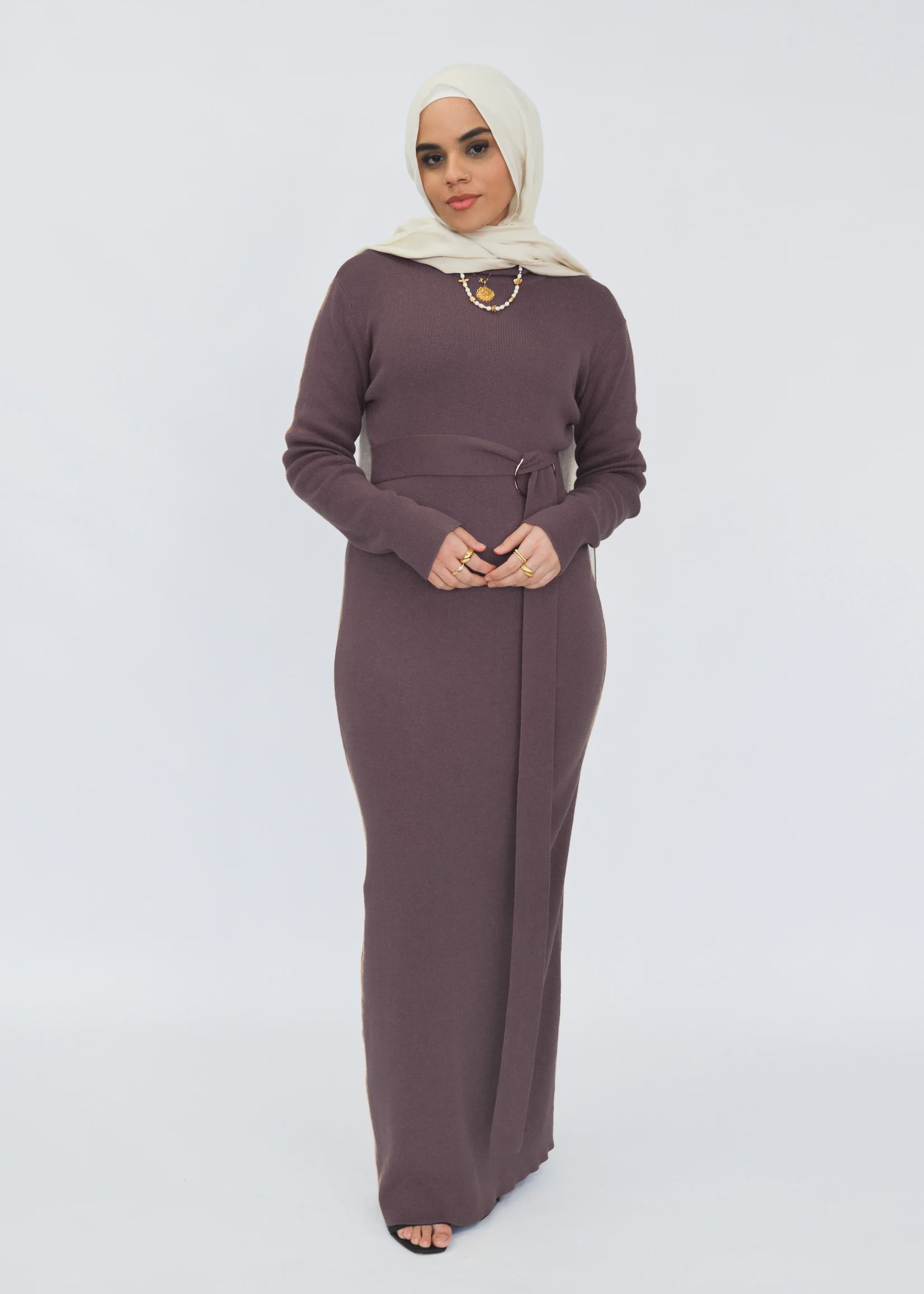 Wintertide Belted Dress - Chocolate