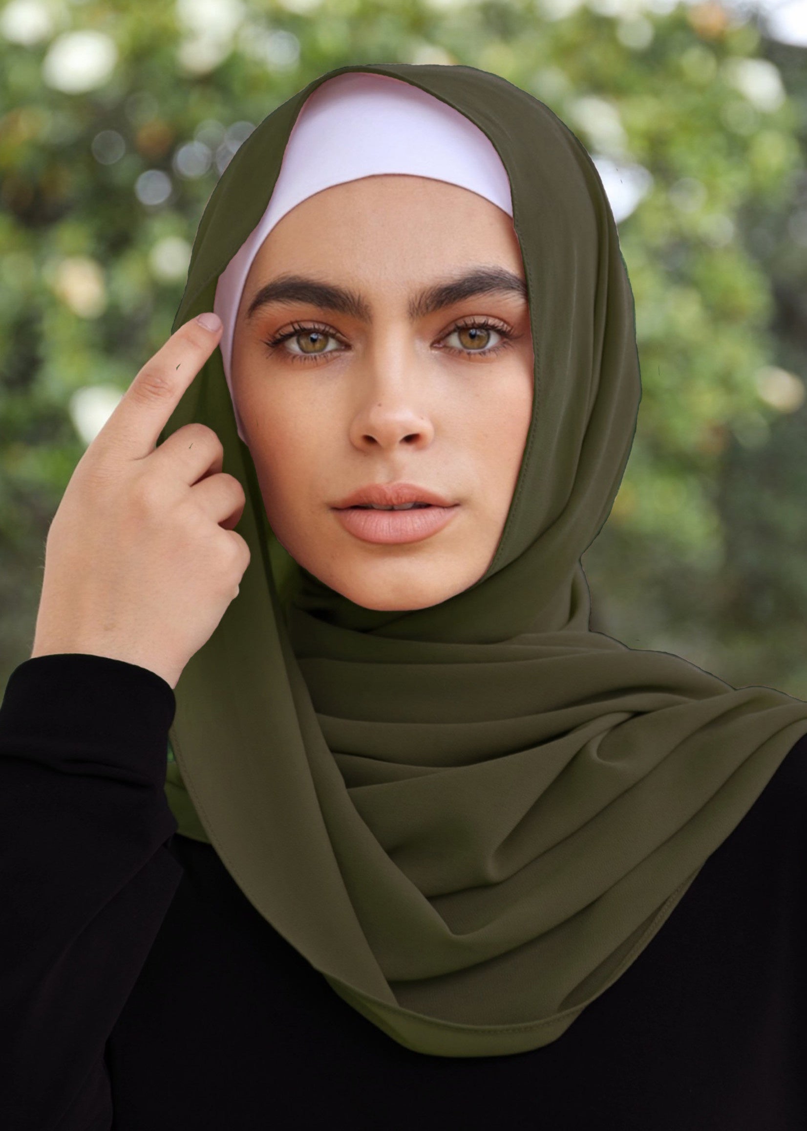 Premium Chiffon Hijab - Dark Khaki - Nasiba